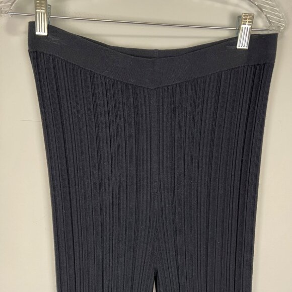 Carlisle Collection Womens Black Ribbed Knit Pants Lettuce Hem Cropped size S - Picture 2 of 12